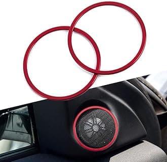 Car Door Audio Speaker Frame Cover Ring Trim Sticker Compatible with Land Rover Range Evoque Convertible Ember Edition 2013-2017(Red)
