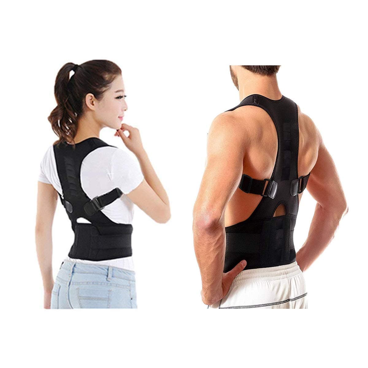 Saundarya Men's and Women's Posture Support Belt, Shoulder Support and Back Brace (Black, Size M)