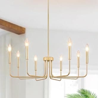 8-Light Gold Chandelier Farmhouse Chandelier