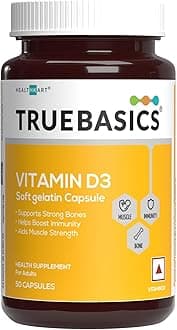TrueBasics Vitamin D3 600 IU (50 Capsules) | For Strong Bones, Muscle Strength & Immunity