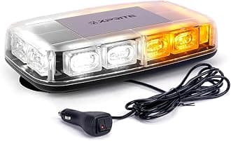 [Upgraded] Xprite 12" Rooftop Strobe Beacon Light, White Amber LED Emergency Warning Flashing Mini Lights Bar for Construction Vehicles Trucks Snowplow Snowstorm Foggy Days Safety