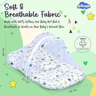 Infans Mini Baby Bedding Set, 4 Pcs Cotton Sleeping Essential|Baby Sleeping Bag|Sleeping Mattress|Mother Nursing Feeding Pillow|Mosquito Net Bed for 0-6 Months (Panda Green)