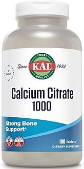 Calcium Citrate 1000mg, Calcium Supplements for Women and Men, Bone Health, Teeth, Nervous, Muscular & Cardiovascular System Support, Gluten Free and Lab Verified, 60 Servings, 180 Tablets