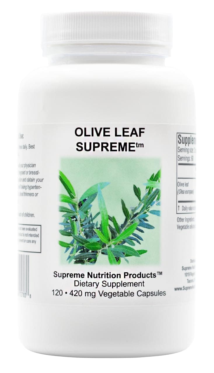 Supreme Nutrition Products Olive Leaf , 120 Pure 375 mg Capsules | 750 mg per Serving