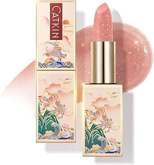 CATKIN Tinted Lip Balm Glitter Lip Stain Ultra Hydrating Lip Moistrurizer Lip Care with Vitamin E Nourishing For Cracked & Dry Lips 0.12 oz C09 Aurora - Light Pink