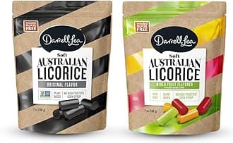 Darrell Lea Soft Australian Made Licorice, Original Black Flavor, 7 oz AND Mixed Flavor Soft Australian Made Licorice 7oz, Non-GMO, No Palm Oil, No Artificial Flavors, Plant-Based, Kosher, NO HFCS, Vegan-Friendly + LuxProdX Sticker