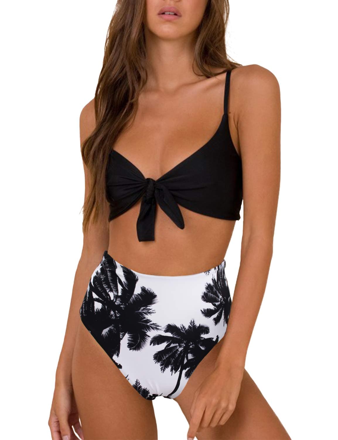 Womens High Waisted Bikini Set Tie Knot High Rise Two Piece Swimsuits Bathing Suits