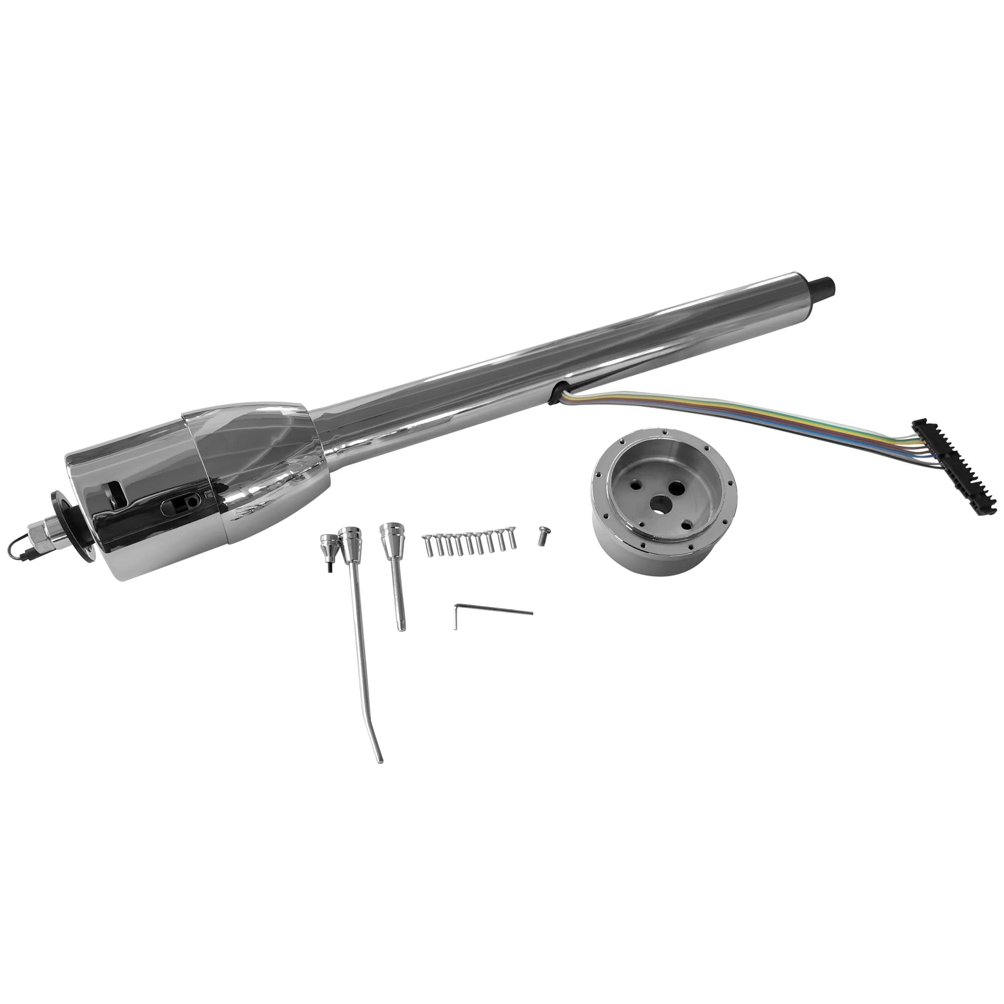 Chrome Tilt Manual Style Manual 28'' Steering Column w/Wheel Adapter No Key Hot Rod GM