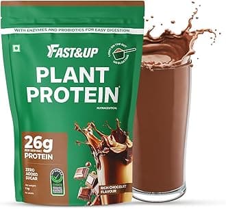 Plant Protein Powder with Rich Chocolate Flavour | Pea Isolate & Rice Protein | 26gm Protein Per Serve | Complete Amino Acids with 4.6g BCAA | Smooth & Tasty with No Added Sugar | Easy to Digest | Tested & Certified, 1kg Pouch