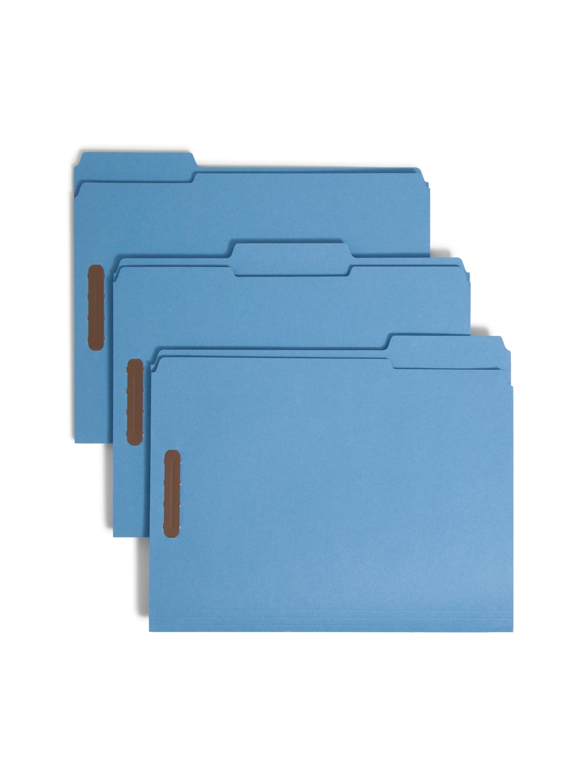 Smead Fastener File Folders, Reinforced 1/3-Cut Tabs, 2 Fasteners, Letter Size, Blue, 50 per Box (12040)