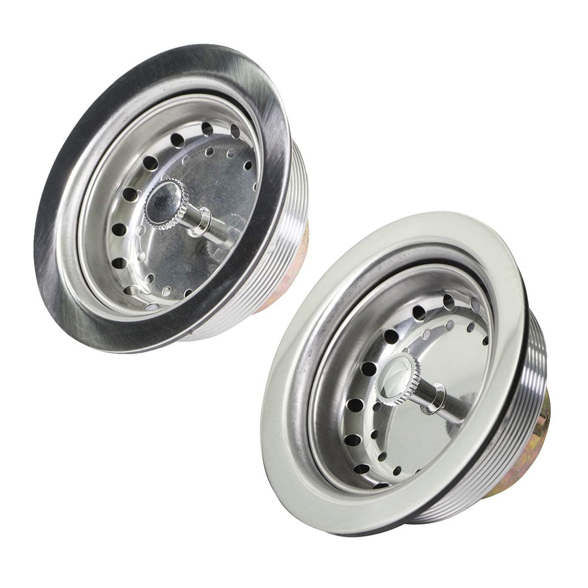 Everflow Kitchen Sink (3-1/2 Inch) Stainless Steel Drain Fitting with Strainer Basket, Water Plug Standard Drain Kit Pack of 2 Stainless Steel