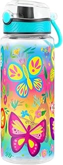 Cute Water Bottle, BPA FREE Tritan, Leak Proof, Easy Clean, Carry Handle, 680ml - Butterfly