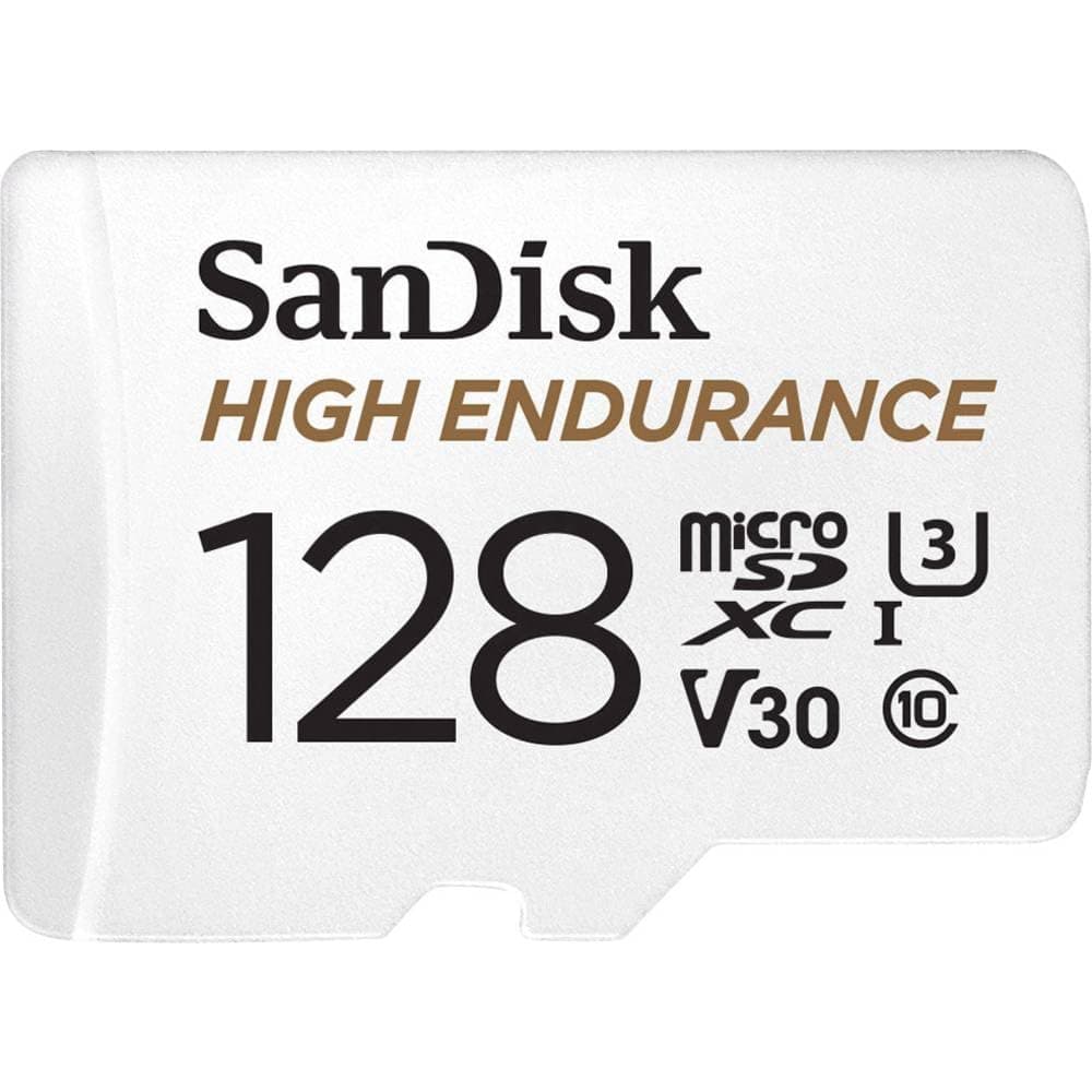 SANDISK 128GB High Endurance Video microSDXC Card with Adapter for dash cam and home monitoring systems - C10, U3, V30, 4K UHD, Micro SD Card - SDSQQNR-128G-GN6IA
