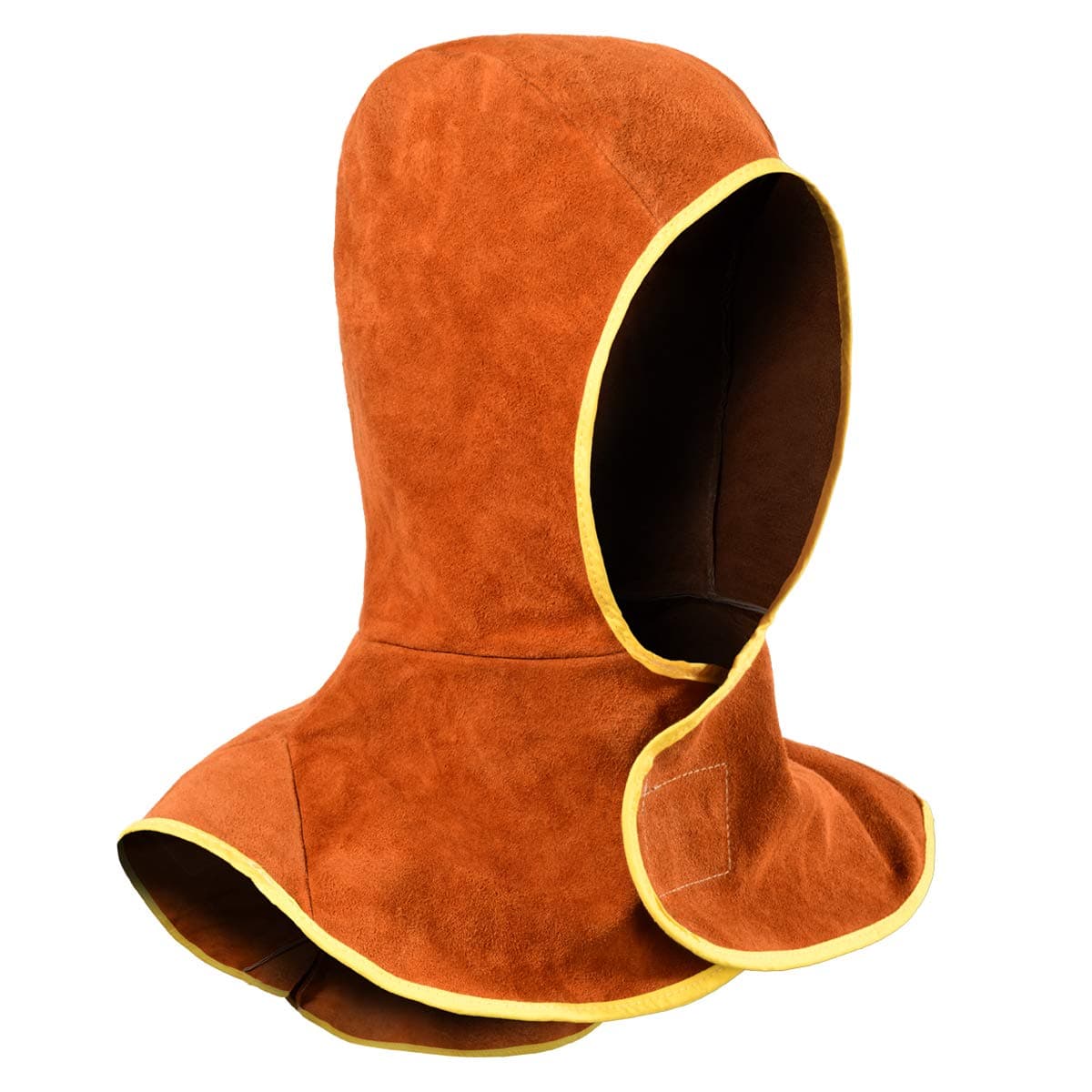Welding Hood Leather - Cowhide Split Leather Welding Caps Protector with Neck Shoulder Drape - Full Head Cover Protection for Men & Women, Brown