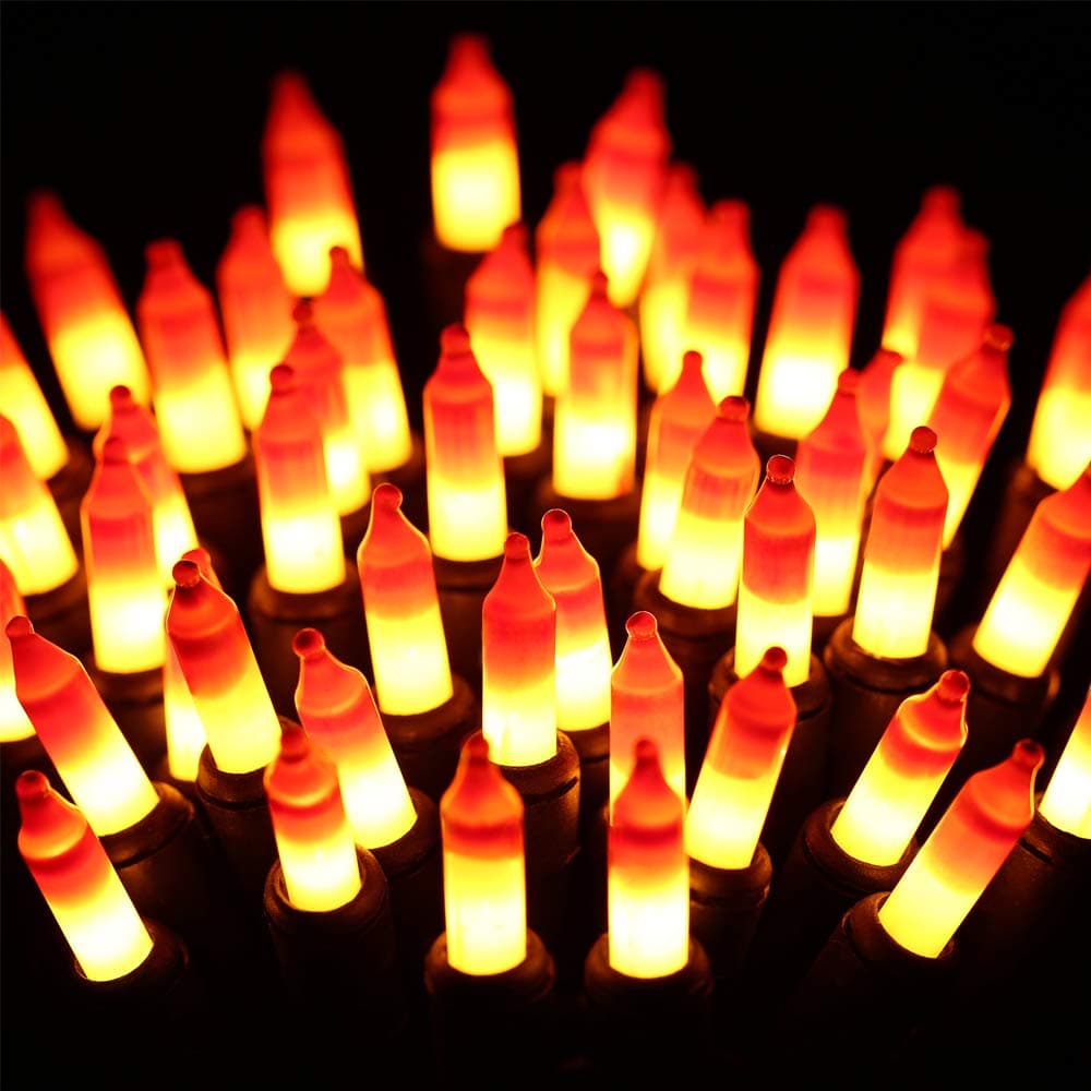 Halloween String Lights - 24ft 100 Incandescent Orange&Yellow Mini Bulbs Lights, Halloween Lighting Decor for Outdoor&Indoor Use, Fairy Garden, Yard, Home, Party, Holiday Decoration
