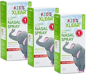 XlearKids' Nasal Spray, Natural Saline Nasal Spray for Kids with Xylitol, Daily Nasal Decongestant, Nose Moisturizer, 0.75 fl oz (Pack of 3)