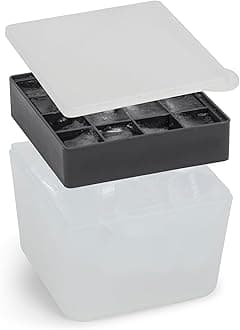 W&P Mini Ice Box Silicone Ice Cube Tray with Lid & Bin, Holds 48 Cubes, Easy Release, Space-Saving Stackable Design, Dishwasher Safe, Charcoal