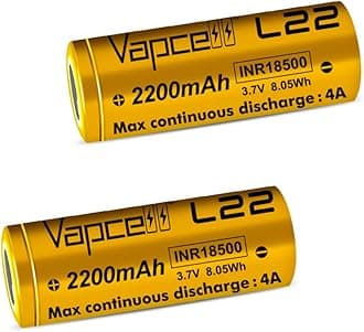 L22 18500 2000mah 4A 3.7V Flat top Rechargeable Batteries (Pack of 2)