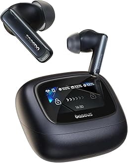 Bowie M2s Ultra True Wireless Earbuds – Smart Touchscreen Case, 52dB ANC, Bluetooth 5.4, Hi-Res Audio, Spatial Sound, 4-Mic ENC, 7H Playtime, Fast Charging, App Control, Black