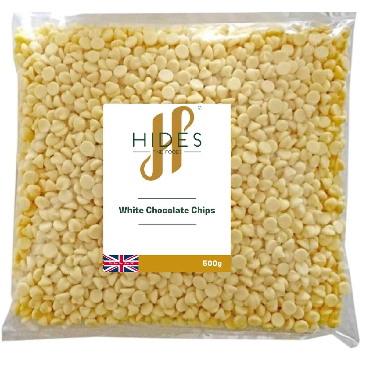 Hides Fine Foods - White Chocolate Chips -500g - GMO - Free - Suitable for Vegetarians - Baking - Desserts - Cookies - Ganache - Muffins - Cakesicles - Cakes - Cupcakes -Tempering - Chocolate Mocha