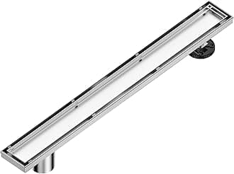 Neodrain 24-Inch Offset Linear Shower Drain with Tile Insert Grate Cover, Brushed 304 Stainless Steel Rectangle Side Outlet Shower Floor Drain, Adjustable Leveling Foot, Hair Strainer/Catcher