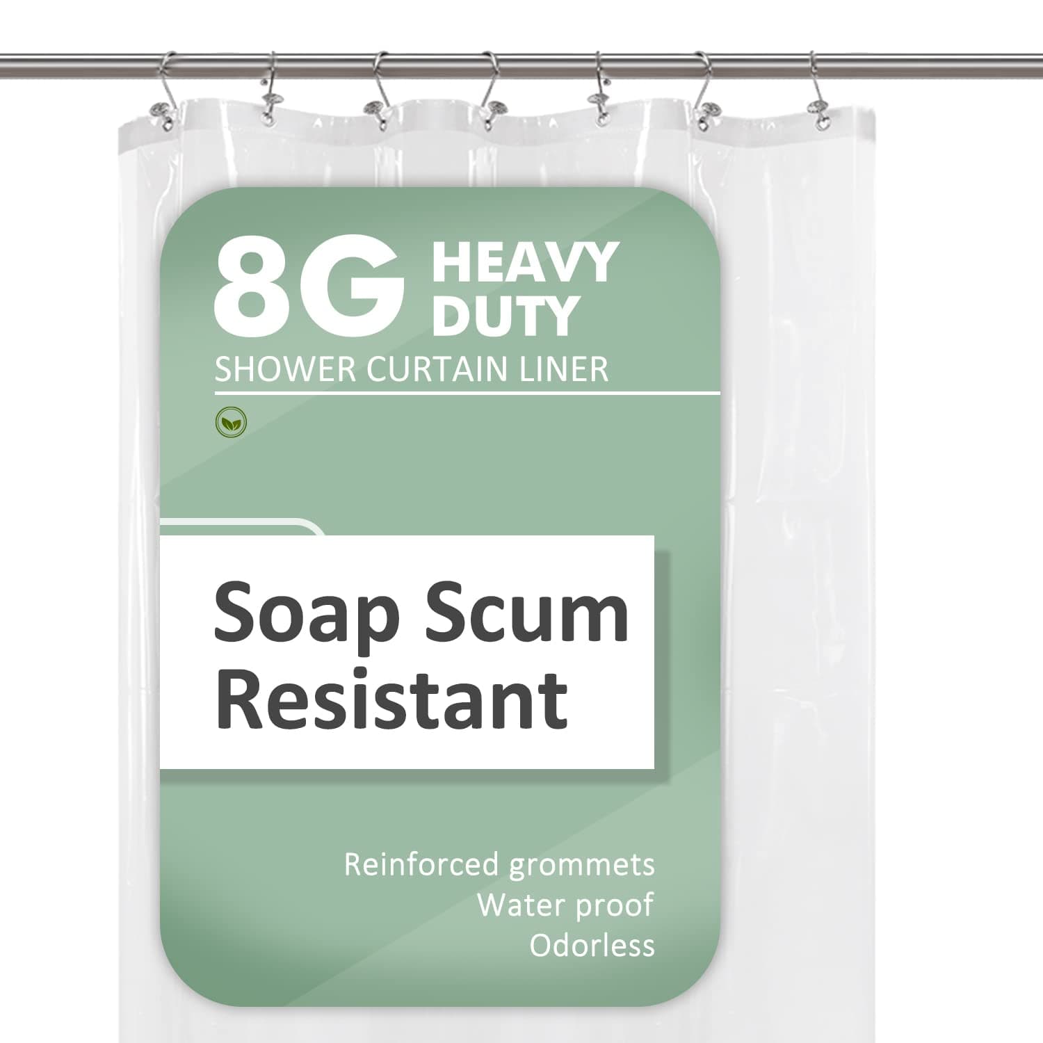 Barossa Design Small Shower Curtain for Shower Stall Size 36 x 72 inches,PEVA - Waterproof, Mold & Mildew Resistant, Eco-Friendly, Non-Toxic, Odorless, PVC Free, Metal Grommets (Clear)