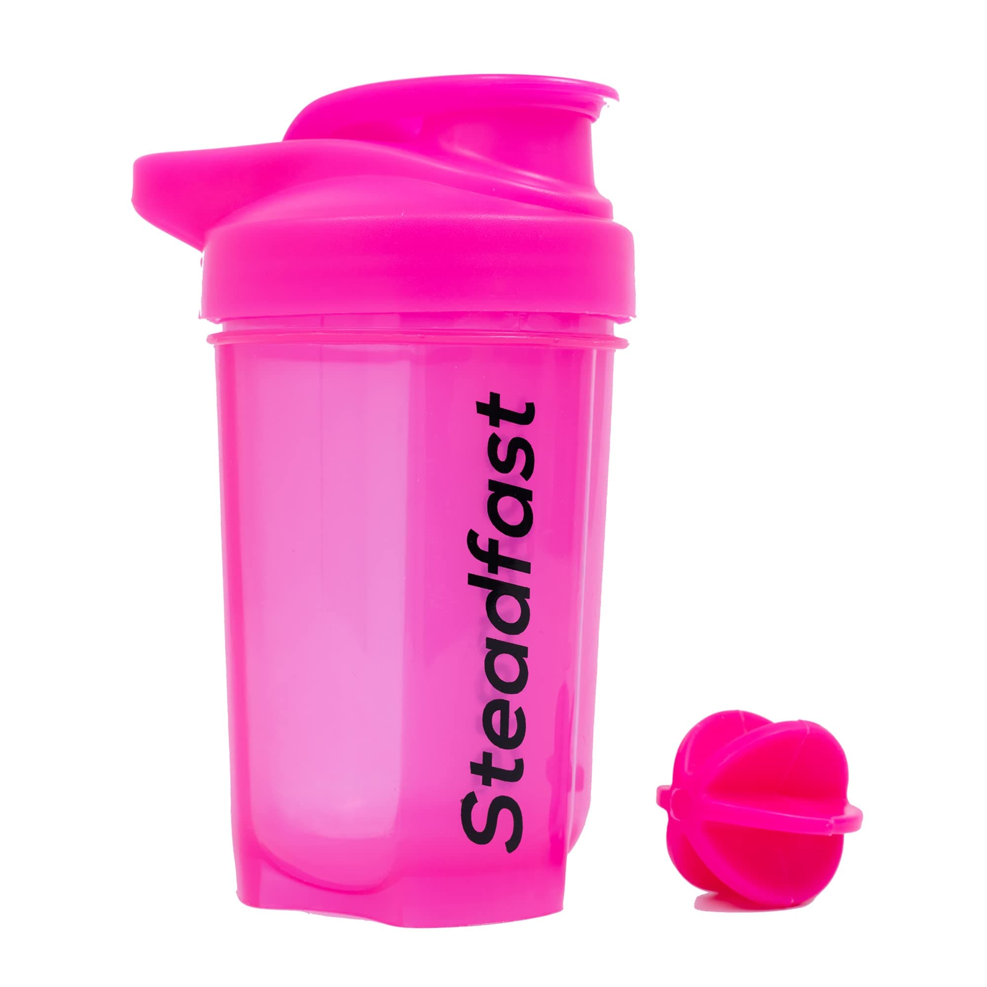 Steadfast Nutrition Plastic Protein Shaker Blender 400ml Bottle For Whey Protein Mix, Cycling, Gym Water Bottle With Blender Ball (Neon Pink Pack Of 1)