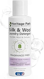 Silk & Wool Fragrance Free, Hypoallergenic, pH-Neutral Laundry Detergent - Dermatologist-tested, Sensitive Skin-Friendly, Enzymes-Free, Ultra Concentrated (4 fl oz Trial Size)