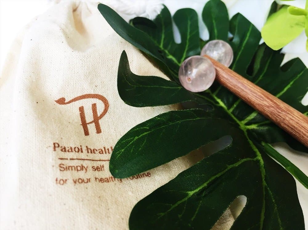 PAH, 2 in 1 Anti-Aging Cool Rose Quartz Rollers for Eyes, Face and Neck Massage, Reflexology Massage at The Bottom Stick, Cute Gift Box with Vedio Demo Inside.