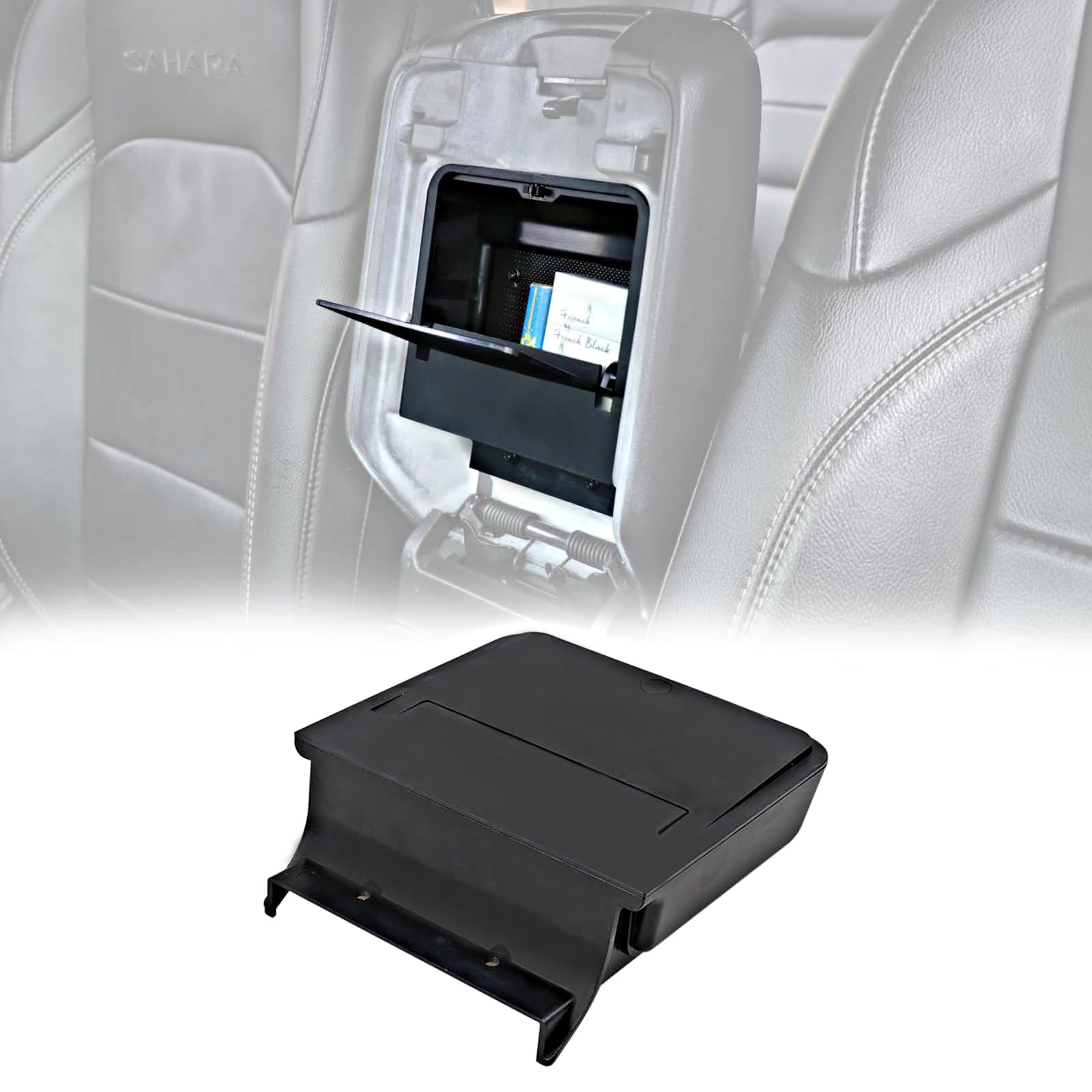 for Jeep Wrangler JL One-Touch Hidden Storage Console Box,Center Console Hidden Storage Box for 2018-2024 Jeep Wrangler JL JT 4XE Accessories 2/4-Door,Center Console Box,Black