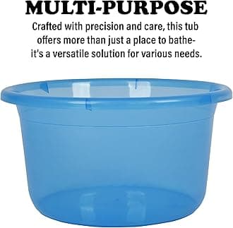 Kuber Industries Set of 2 Bathroom Combo Set - Tub-25 L & Bucket-13 L Bathing Set for Bathroom Transparent Blue