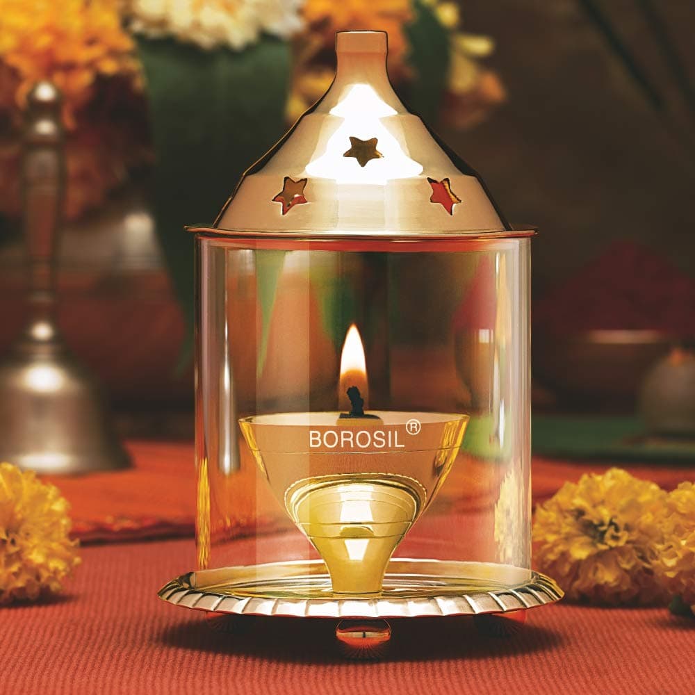 Borosil HDADBTRD350 Akhand Diya (Large, Brass)