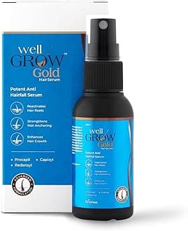 WellGrow Gold Hair Serum with 3% Redensyl, 5% Capixyl, 2% Procapil | Dermatologist Recommended | Promotes Hair Regrowth & Fall Control | Advanced Hair Care for Women & Men, 60 ml