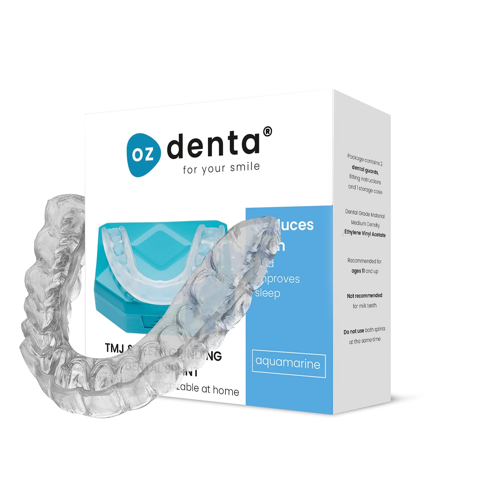 1+1 Professional Dental Splint with improved design, against Teeth Grinding, Mouth Guard for Clenching at Night TMJ Relief Protection Bruxism Custom Fit Bite Tray storage case included
