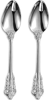 KEAWELL 2-Piece Gorgeous Large Serving Spoon, 18/10 Stainless Steel, Fine Large Serving Spoon, Sturdy Tablespoon, Dishwasher Safe, 9.4" (Silver)