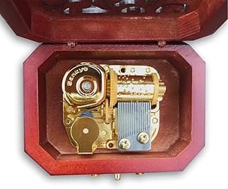 BinkeGG Play (Always with Me) Brown Wooden Hollow Out Octagonal Music Box with Sankyo Musical Movement (65 Tunes Option)