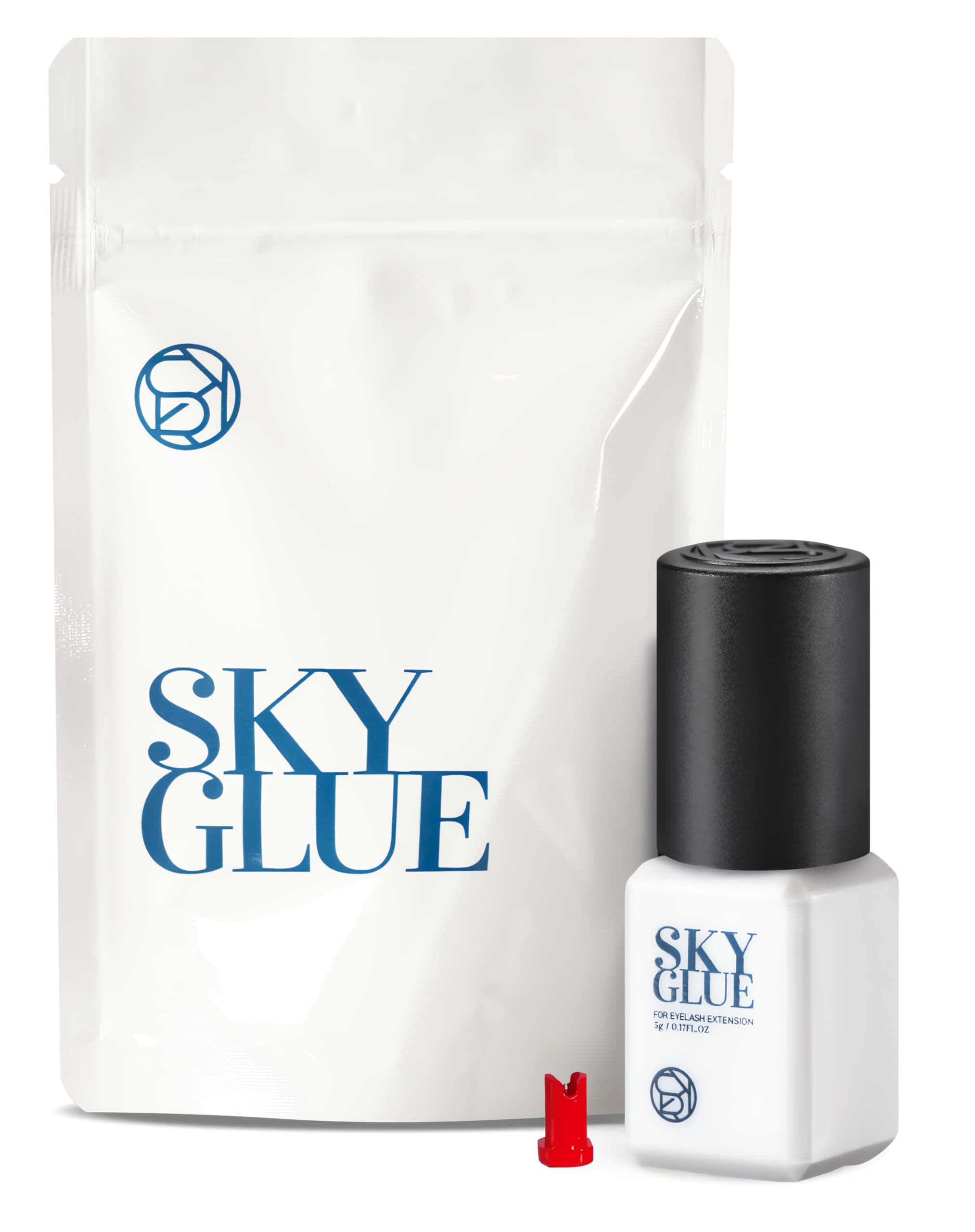 Sky Glue Super Strong D Eyelash Extension 5ml - Professional Black Bonding Adhesive for Long Lasting Semi Permanent Individual Lash Extensions - 3-4s Fast Drying / 4-6 Week Retention