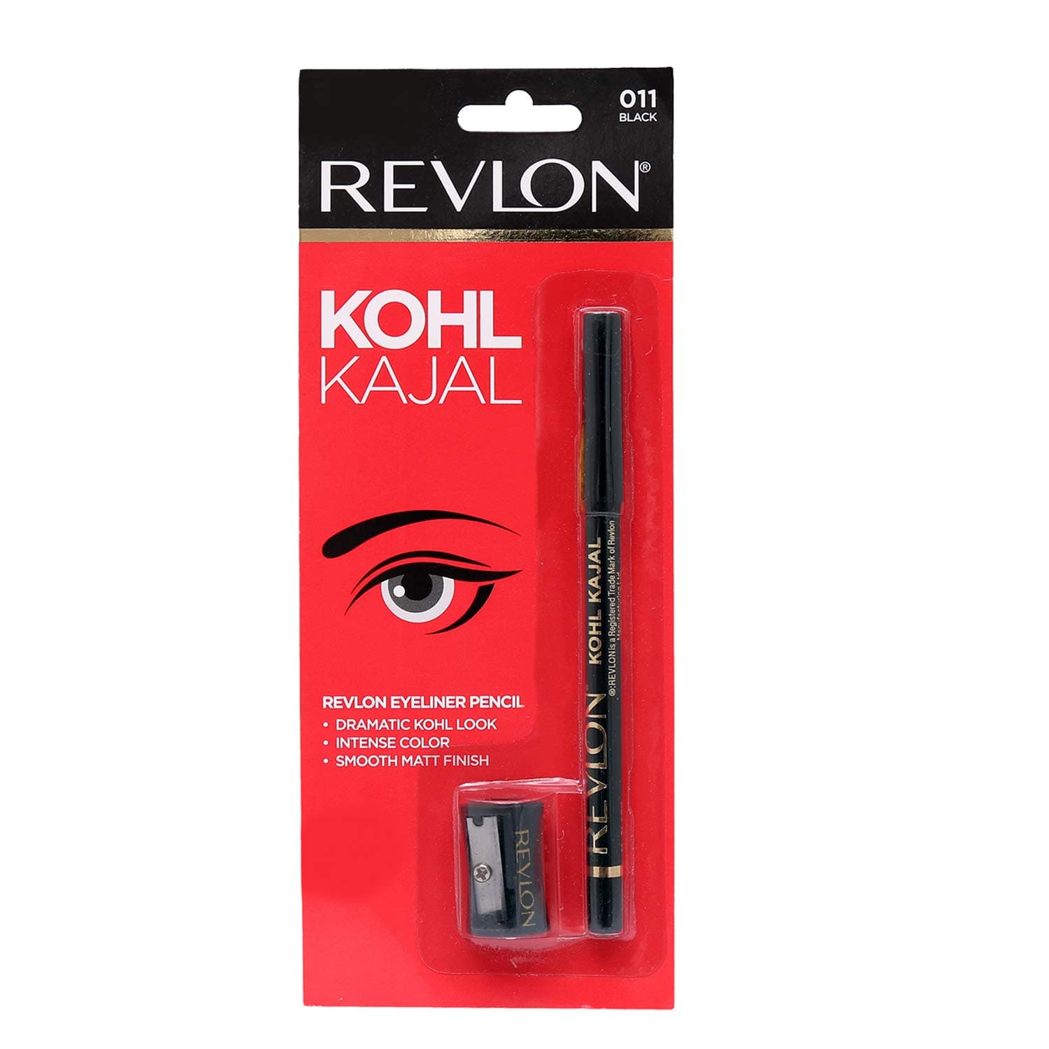 Kohl Kajal Eye Liner Pencil With Sharpener, Black, 1.14g