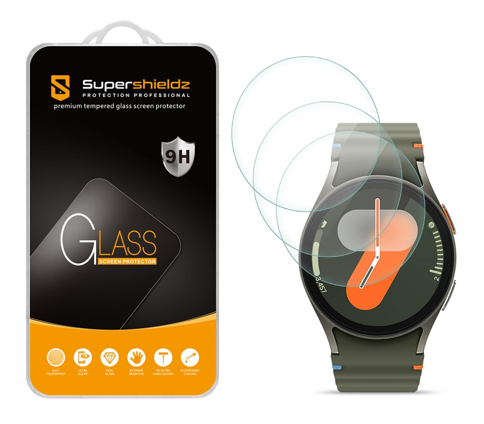 Supershieldz (3 Pack) Designed for Samsung Galaxy Watch 7 (40mm) / Watch 6 (40mm) / Watch FE (40mm) / Watch 5 (40mm) / Watch 4 (40mm) Tempered Glass Screen Protector, Anti Scratch, Bubble Free