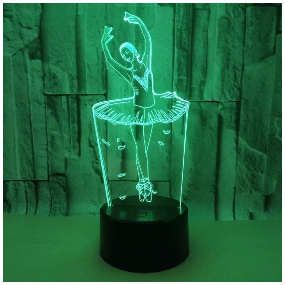 Ballet Dancer Girl Shaped 3D Optical Illusion Led Lamp Night Light,USB Powered 7 Colors Flashing Touch Switch Bedroom Decoration Lighting for Kids Novelty Christmas Birthday Gift