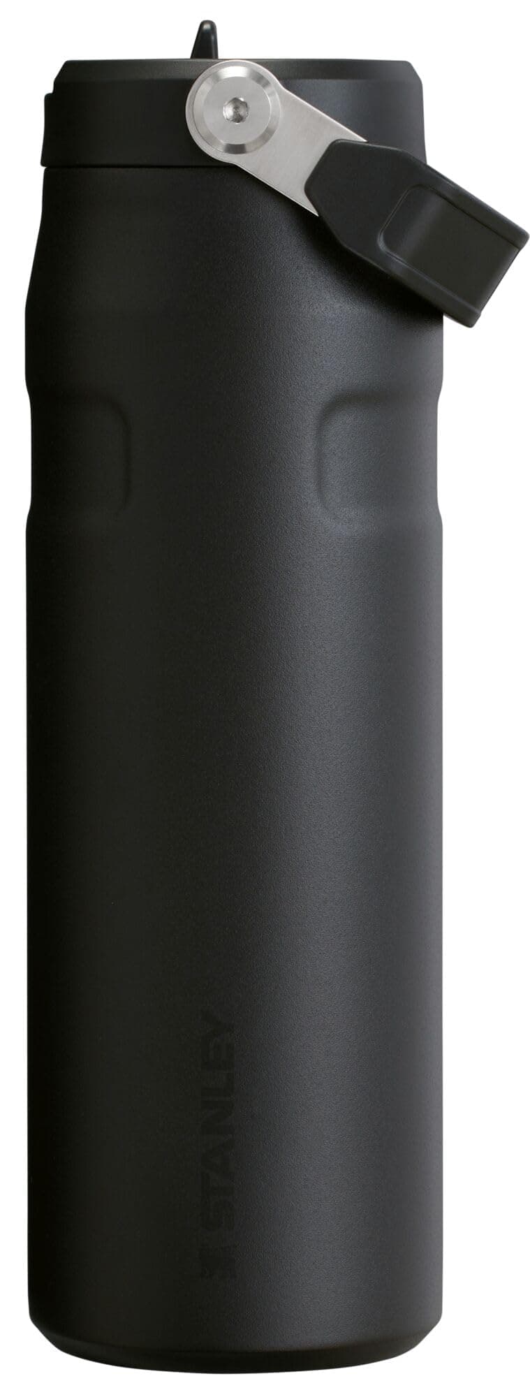 IceFlow Flip Straw 2.0 Water Bottle 24 OZ | Built-In Straw with Larger Opening | Lightweight & Leak-Resistant | Insulated Stainless Steel | BPA-Free | Black 2.0