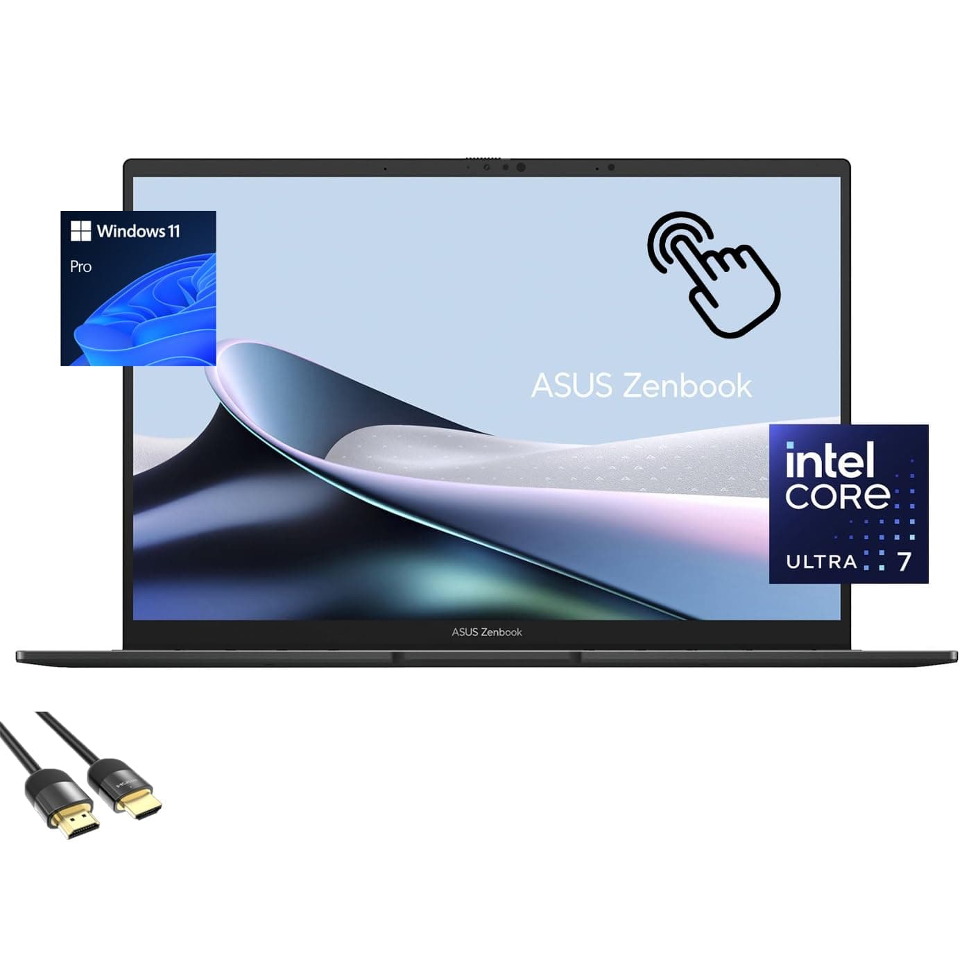 ASUS Zenbook Laptop, 14” WUXGA OLED Touchscreen Display, Intel Core Ultra 7-155H (Up to 4.8Ghz), Intel Arc Graphics, 16GB RAM, 1TB PCIe 4.0, WiFi 6E, Backlit KB, TB 4, PDG HDMI Cable, Win 11 Pro