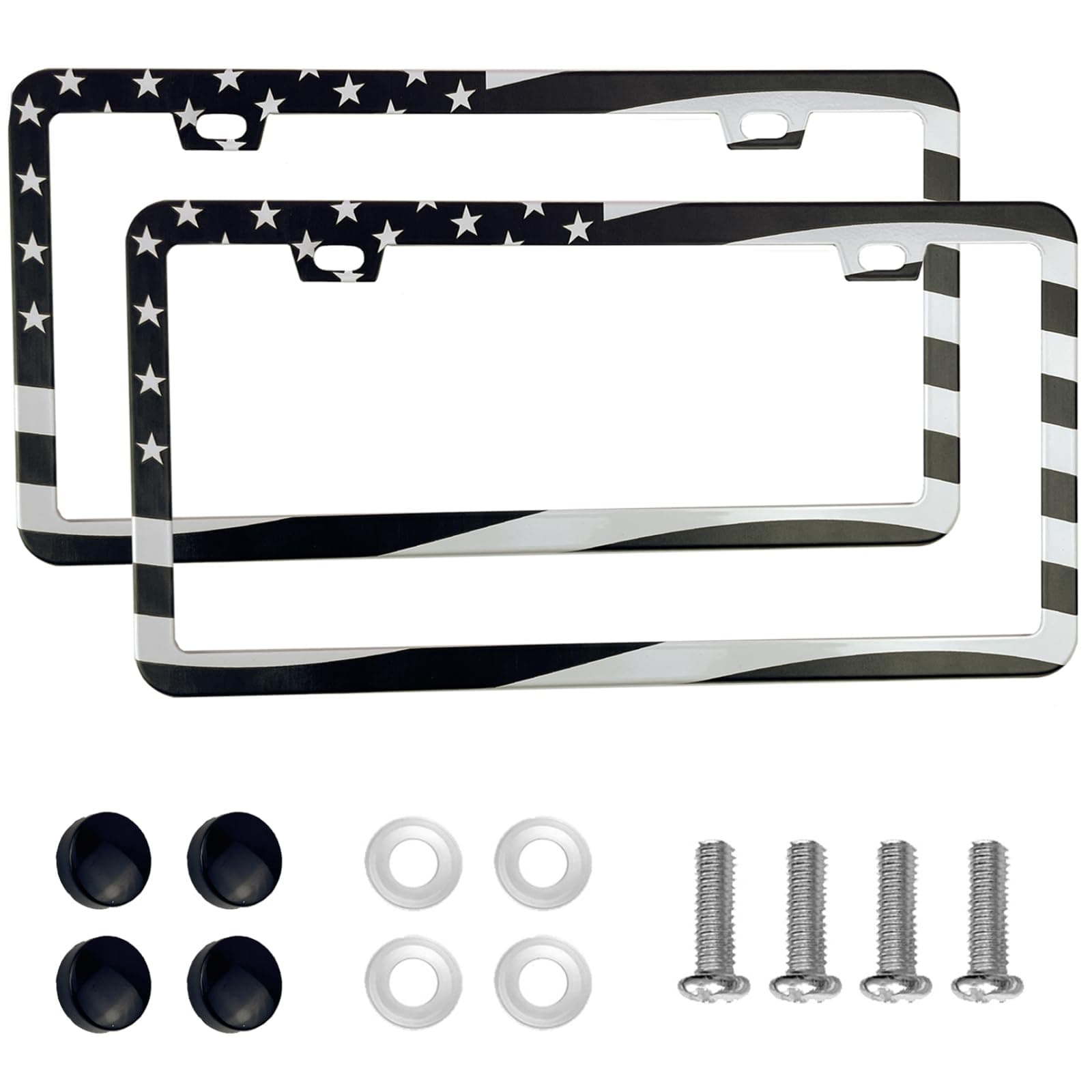 2PCS Black Flag License Plate Frames