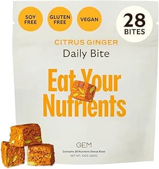 - Daily Bite for Women & Men, with 20+ Vitamins, Minerals & Superfoods Like Zinc, Vitamin D, B-Complex, K, Turmeric, Fiber & Prebiotics, Beta Glucan GLP-1 Support & Immunity (Citrus Ginger,28 count)