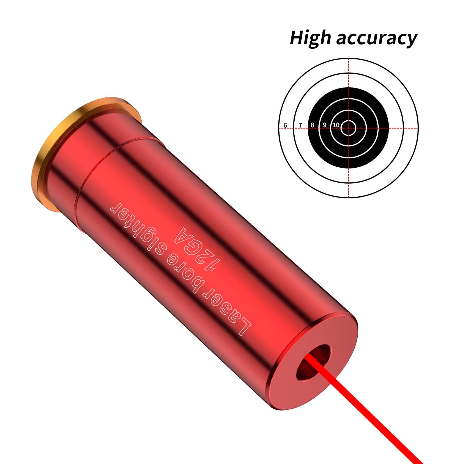 12 Gauge Bore Sight Red Laser Bore Sighter Red Dot Boresighter with 2 Sets of Batteries