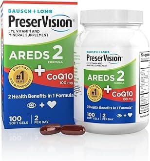 PreserVision AREDS 2 Eye Vitamins with CoQ10 for Heart Health, #1 Eye Doctor Recommended Brand, Lutein and Zeaxanthin Supplement with Vitamin C & E, Zinc, and Copper, 100 Softgels