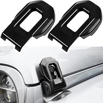 Hood Latch Lock Catch Brackets Cover for 2018-2024 Jeep Wrangler JL JLU Unlimited Sports Freedom Sahara Rubicon Gladiator JT 2-Door & 4-Door Exterior Accessories Decoration (Black 2PCS)