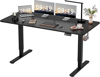 Furmax Electric Height Adjustable Standing Desk Large 63 x 24 Inches Sit Stand up Desk Home Office Computer Desk Memory Preset with T-Shaped Metal Bracket, Black