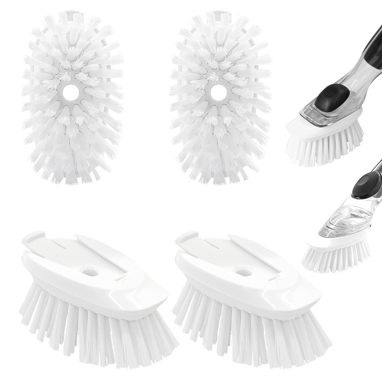 Pamrack Dish Brush Refill for OXO Dish Brush, 4 Pack Soap Dispensing Dish Brush Refills, Dish Brush Replacement Head, Brush Dispenser Refill Fits Soap Dispensing Handle