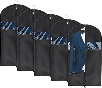 Univivi Garment Bag Suit Bag for Storage and Travel 43 inch, Anti-Moth Protector, Washable Suit Cover for T-Shirt, Jacket, Suits, Coats, Set of 5